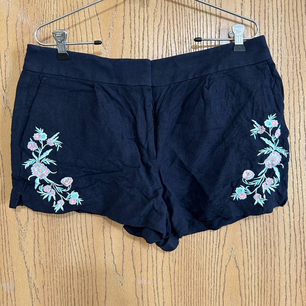 Embroidered Navy Women's Shorts